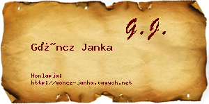 Göncz Janka névjegykártya
